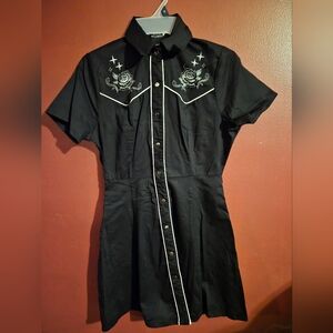 Black Western-Style Embroidered Dress